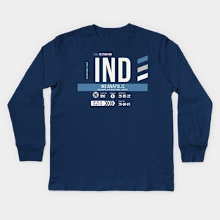 Vintage Indianapolis IND Airport Code Travel Day Retro Air Travel Kids Long Sleeve T-Shirt